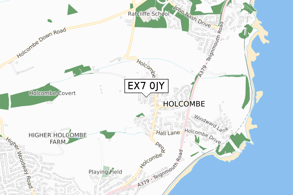 EX7 0JY map - small scale - OS Open Zoomstack (Ordnance Survey)