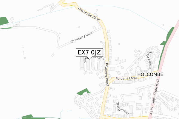 EX7 0JZ map - large scale - OS Open Zoomstack (Ordnance Survey)