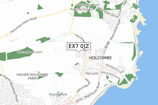 EX7 0JZ map - small scale - OS Open Zoomstack (Ordnance Survey)