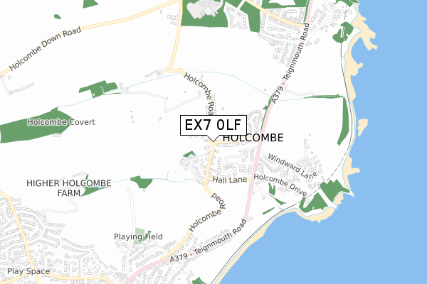 EX7 0LF map - small scale - OS Open Zoomstack (Ordnance Survey)