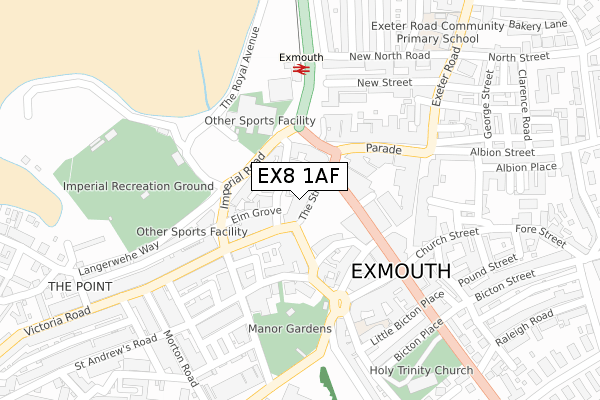 EX8 1AF map - large scale - OS Open Zoomstack (Ordnance Survey)