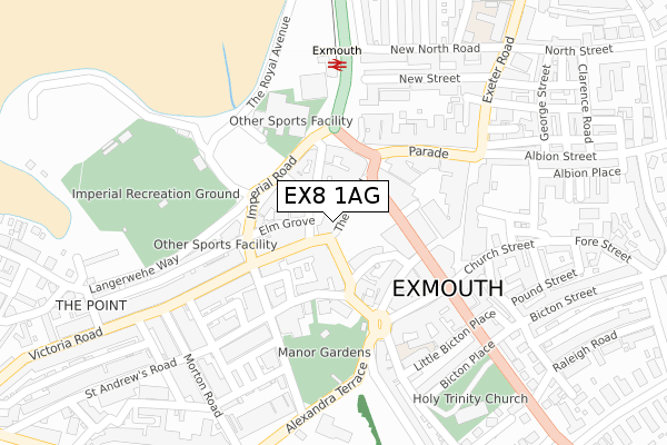EX8 1AG map - large scale - OS Open Zoomstack (Ordnance Survey)