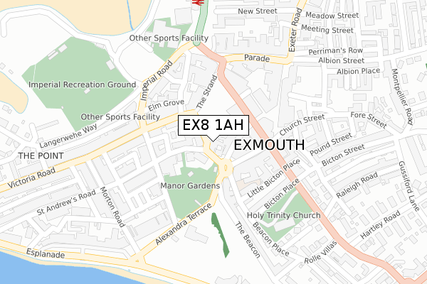 EX8 1AH map - large scale - OS Open Zoomstack (Ordnance Survey)