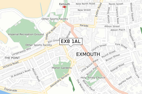 EX8 1AL map - large scale - OS Open Zoomstack (Ordnance Survey)