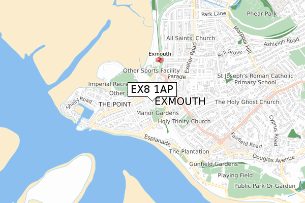 EX8 1AP map - small scale - OS Open Zoomstack (Ordnance Survey)