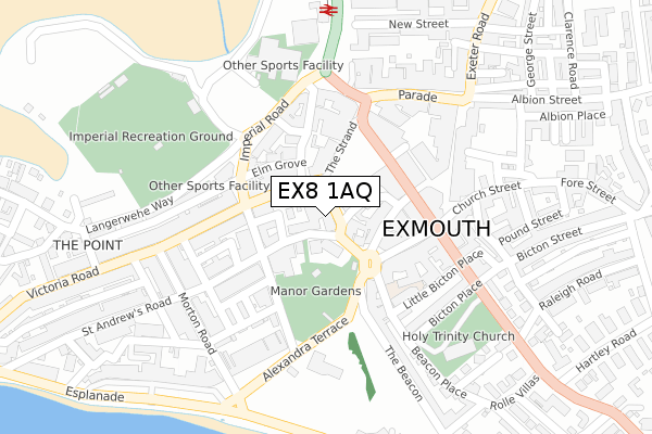 EX8 1AQ map - large scale - OS Open Zoomstack (Ordnance Survey)