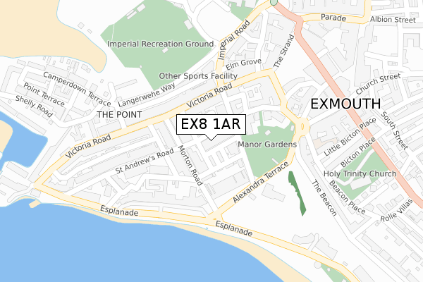 EX8 1AR map - large scale - OS Open Zoomstack (Ordnance Survey)