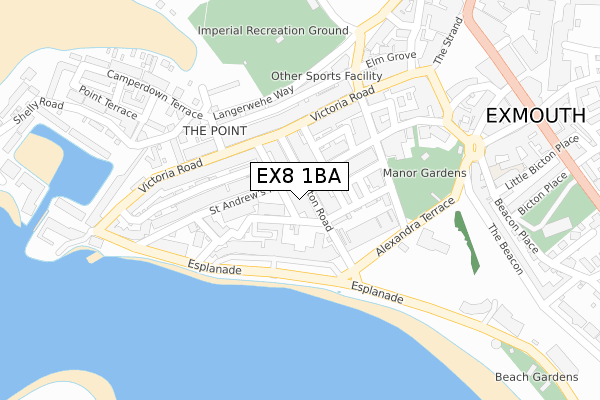 EX8 1BA map - large scale - OS Open Zoomstack (Ordnance Survey)