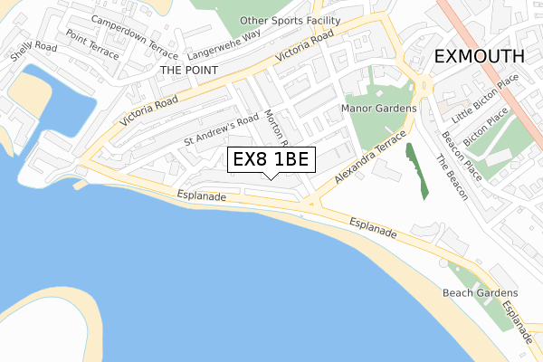 EX8 1BE map - large scale - OS Open Zoomstack (Ordnance Survey)