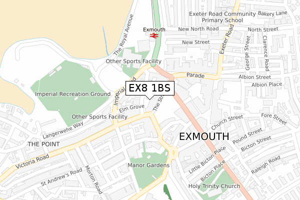 EX8 1BS map - large scale - OS Open Zoomstack (Ordnance Survey)