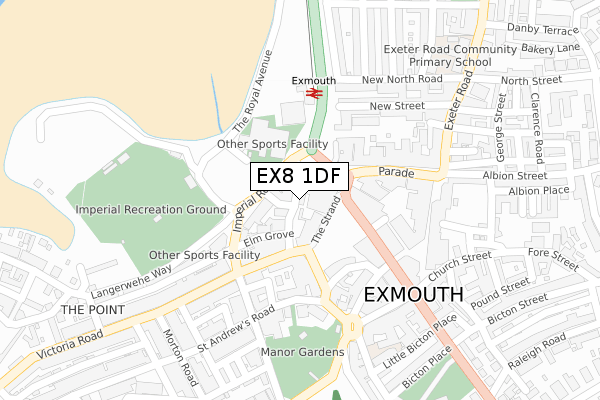 EX8 1DF map - large scale - OS Open Zoomstack (Ordnance Survey)
