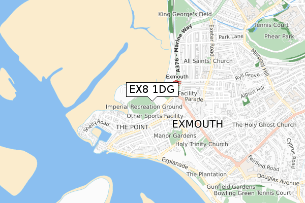 EX8 1DG map - small scale - OS Open Zoomstack (Ordnance Survey)