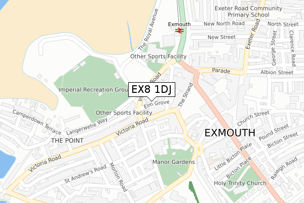 EX8 1DJ map - large scale - OS Open Zoomstack (Ordnance Survey)