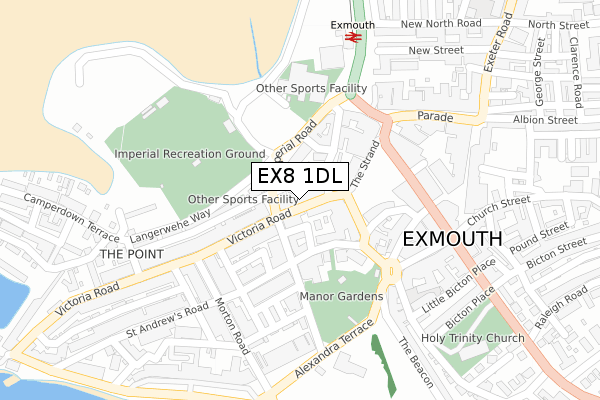 EX8 1DL map - large scale - OS Open Zoomstack (Ordnance Survey)