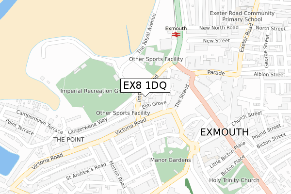 EX8 1DQ map - large scale - OS Open Zoomstack (Ordnance Survey)