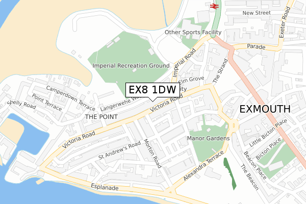 EX8 1DW map - large scale - OS Open Zoomstack (Ordnance Survey)