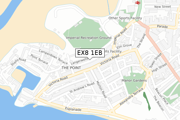 EX8 1EB map - large scale - OS Open Zoomstack (Ordnance Survey)