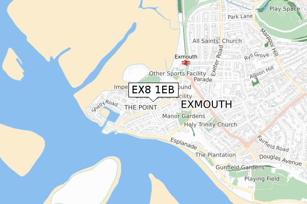 EX8 1EB map - small scale - OS Open Zoomstack (Ordnance Survey)