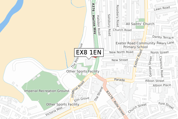 EX8 1EN map - large scale - OS Open Zoomstack (Ordnance Survey)