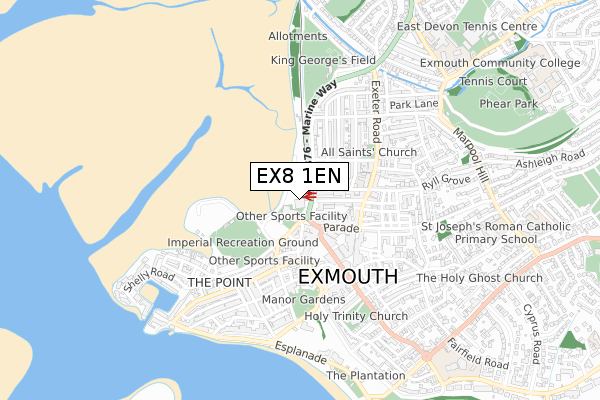 EX8 1EN map - small scale - OS Open Zoomstack (Ordnance Survey)