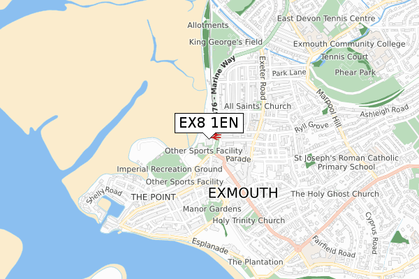 EX8 1EN map - small scale - OS Open Zoomstack (Ordnance Survey) EX8 1EN map - small scale - OS Open Zoomstack (Ordnance Survey)