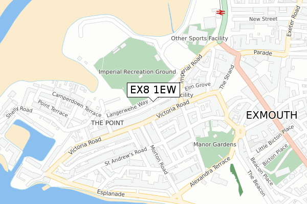 EX8 1EW map - large scale - OS Open Zoomstack (Ordnance Survey)