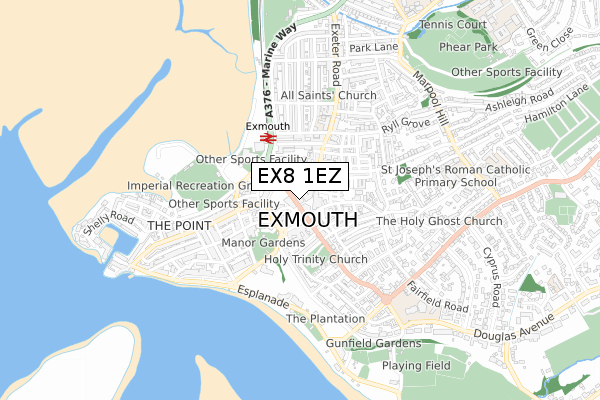EX8 1EZ map - small scale - OS Open Zoomstack (Ordnance Survey) EX8 1EZ map - small scale - OS Open Zoomstack (Ordnance Survey)