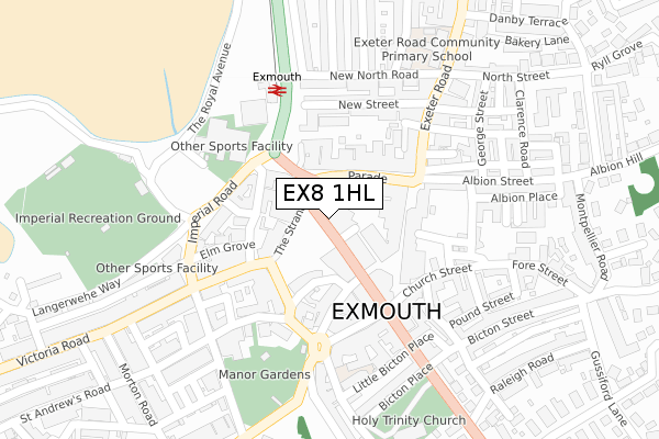 EX8 1HL map - large scale - OS Open Zoomstack (Ordnance Survey)