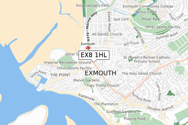 EX8 1HL map - small scale - OS Open Zoomstack (Ordnance Survey)