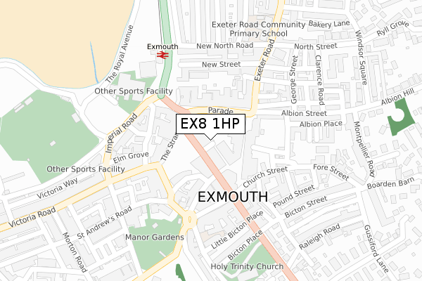 EX8 1HP map - large scale - OS Open Zoomstack (Ordnance Survey)