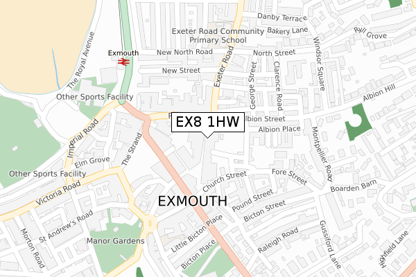 EX8 1HW map - large scale - OS Open Zoomstack (Ordnance Survey)