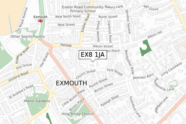 EX8 1JA map - large scale - OS Open Zoomstack (Ordnance Survey)