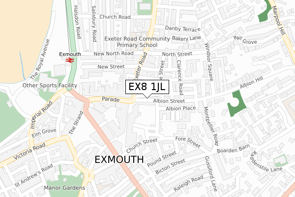EX8 1JL map - large scale - OS Open Zoomstack (Ordnance Survey)