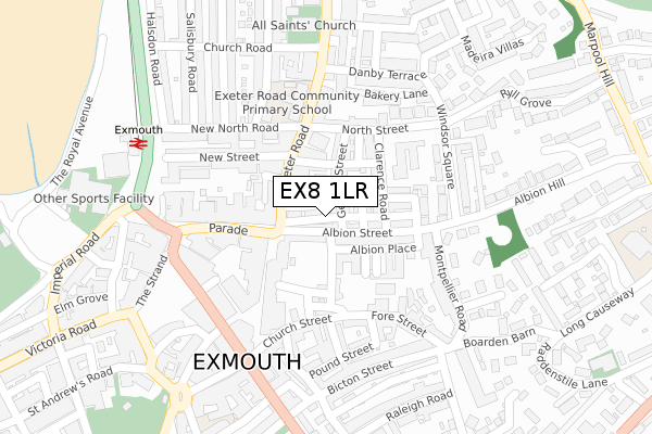 EX8 1LR map - large scale - OS Open Zoomstack (Ordnance Survey)