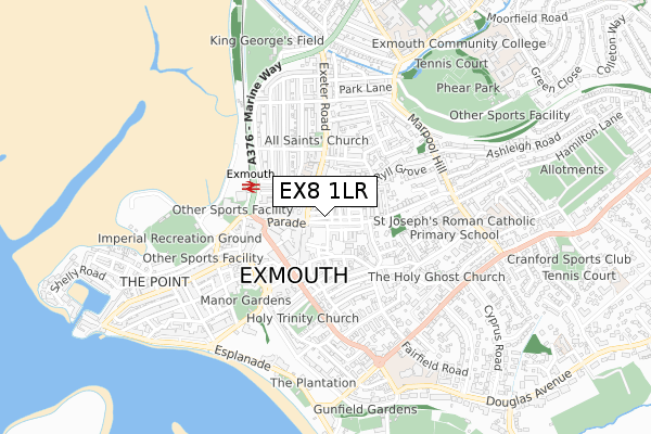 EX8 1LR map - small scale - OS Open Zoomstack (Ordnance Survey)