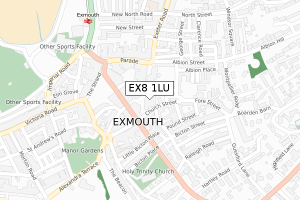 EX8 1LU map - large scale - OS Open Zoomstack (Ordnance Survey)