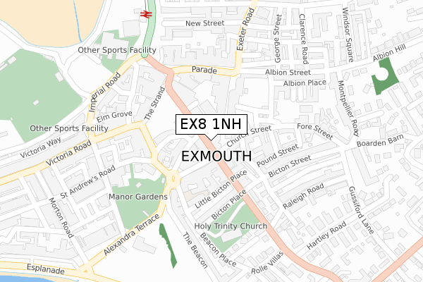 EX8 1NH map - large scale - OS Open Zoomstack (Ordnance Survey)