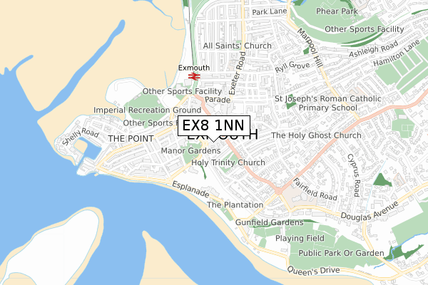 EX8 1NN map - small scale - OS Open Zoomstack (Ordnance Survey)