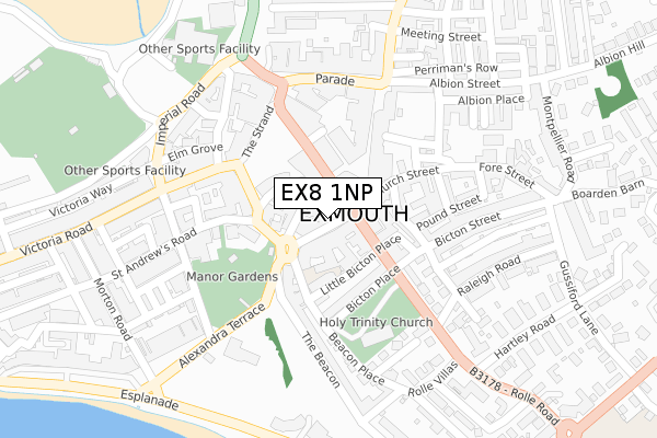 EX8 1NP map - large scale - OS Open Zoomstack (Ordnance Survey)