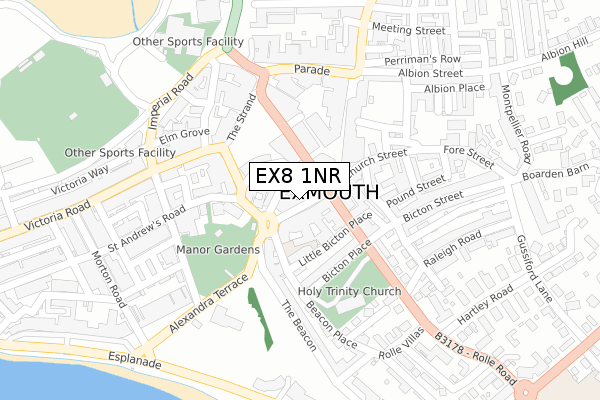 EX8 1NR map - large scale - OS Open Zoomstack (Ordnance Survey)