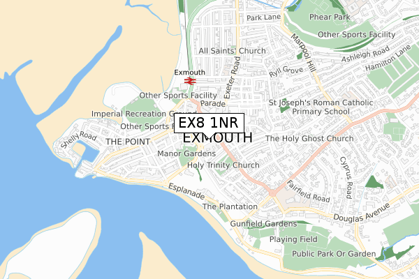 EX8 1NR map - small scale - OS Open Zoomstack (Ordnance Survey)