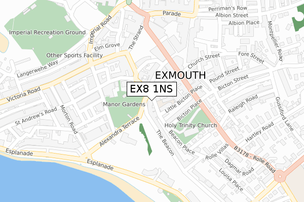 EX8 1NS map - large scale - OS Open Zoomstack (Ordnance Survey)