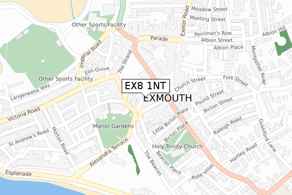 EX8 1NT map - large scale - OS Open Zoomstack (Ordnance Survey)