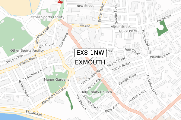 EX8 1NW map - large scale - OS Open Zoomstack (Ordnance Survey)