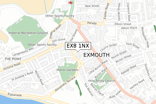 EX8 1NX map - large scale - OS Open Zoomstack (Ordnance Survey)