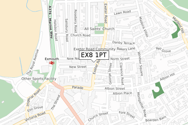 EX8 1PT map - large scale - OS Open Zoomstack (Ordnance Survey)