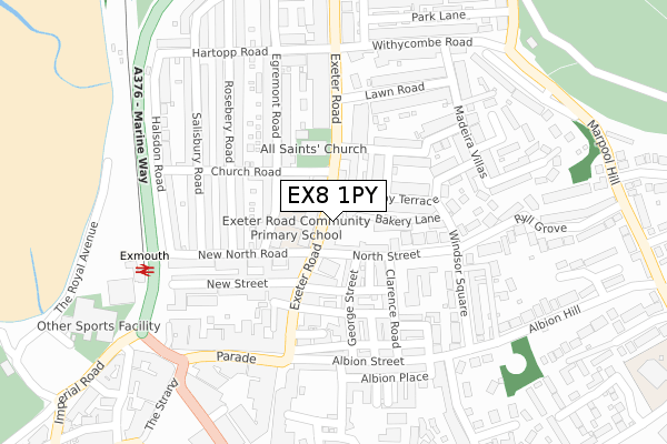 EX8 1PY map - large scale - OS Open Zoomstack (Ordnance Survey)