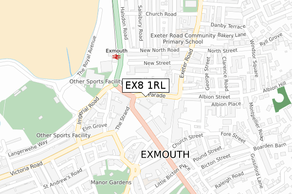 EX8 1RL map - large scale - OS Open Zoomstack (Ordnance Survey)