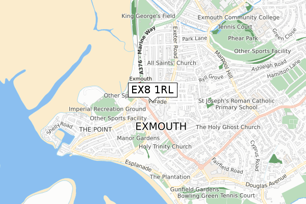 EX8 1RL map - small scale - OS Open Zoomstack (Ordnance Survey)