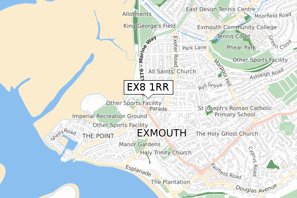 EX8 1RR map - small scale - OS Open Zoomstack (Ordnance Survey)